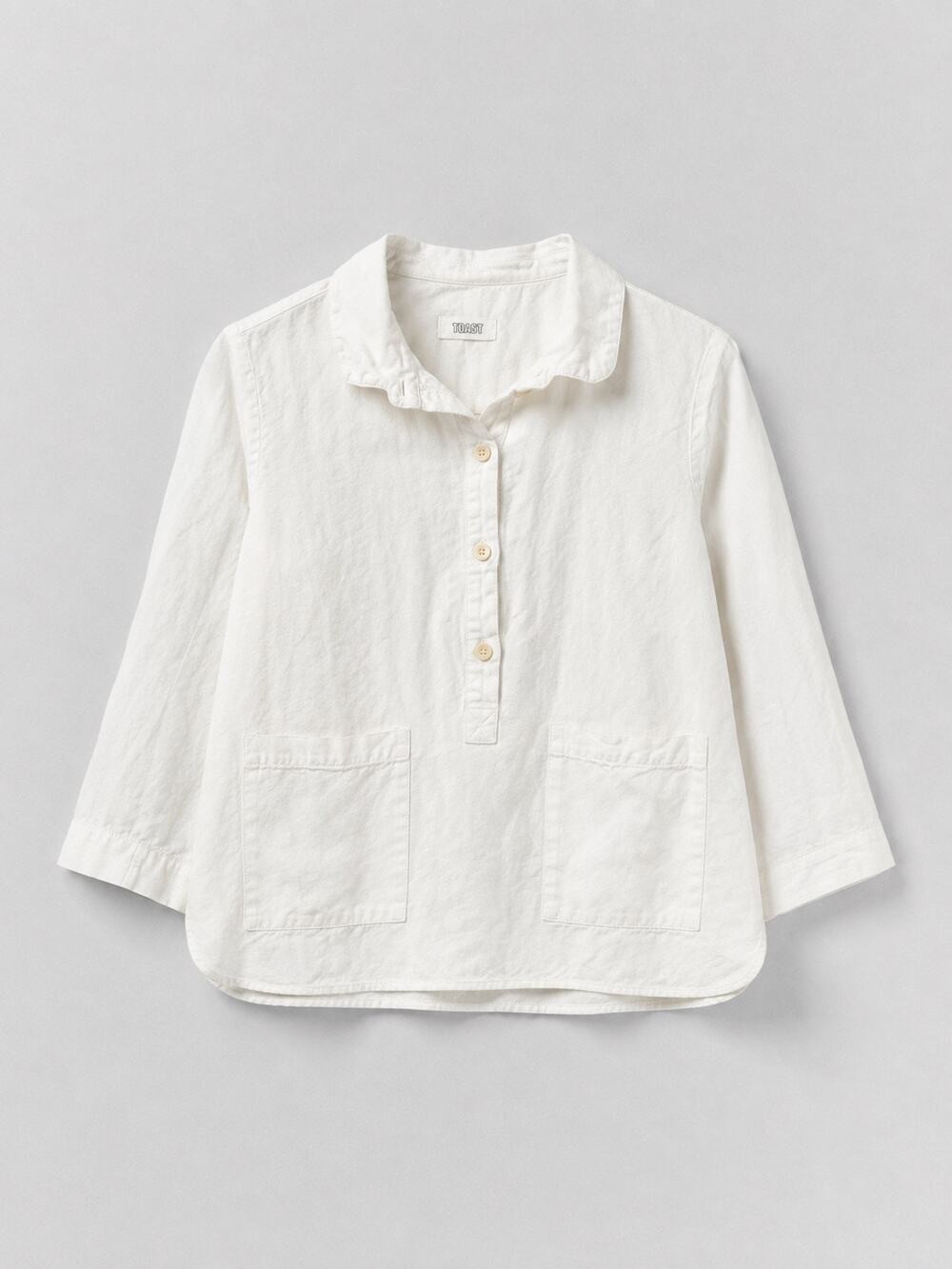 Toast 6 Linen Aplique Front Pocket Top in White